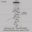 GobekUsa Golden Black LED Long Chandelier for Home, Restaurant, and Cafe