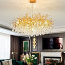 GobekUsa Crystal LED Living Room Chandelier, Modern Luxury Water Drop Pendant Lamp