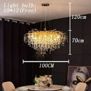 GobekUsa Crystal LED Living Room Chandelier, Modern Luxury Water Drop Pendant Lamp