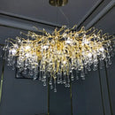 GobekUsa Crystal LED Living Room Chandelier, Modern Luxury Water Drop Pendant Lamp