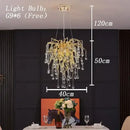 GobekUsa Crystal LED Living Room Chandelier, Modern Luxury Water Drop Pendant Lamp