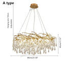 GobekUsa Golden Branch Led Ceiling Chandelier Modern Living Room Pendant Lights