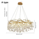 GobekUsa Golden Branch Led Ceiling Chandelier Modern Living Room Pendant Lights
