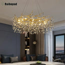 GobekUsa Golden Branch Led Ceiling Chandelier Modern Living Room Pendant Lights