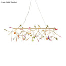GobekUsa Modern Metal LED Island Light Fixture with Agate Accent, Warm/White Light – Branch Design, Golden Pendant Lighting for Living Room