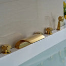 GobekUsa Golden Brass Bathtub Faucet with Handheld Shower - Deck Mounted