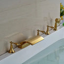 GobekUsa Golden Brass Bathtub Faucet with Handheld Shower - Deck Mounted