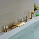 GobekUsa Golden Brass Bathtub Faucet with Handheld Shower - Deck Mounted