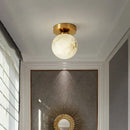 GobekUsa Golden Brass LED Marble Ball Ceiling Lamp for Restroom, Bedroom, Balcony, Aisle