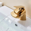 GobekUsa Golden Brass Waterfall Vessel Sink Faucet - Chrome Bathroom Vanity Tap