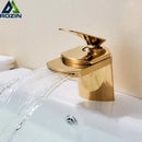 GobekUsa Golden Brass Waterfall Vessel Sink Faucet - Chrome Bathroom Vanity Tap