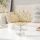 GobekUsa Crystal Metal Golden Coral Handicraft Home Decor for Modern Living Space