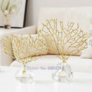GobekUsa Crystal Metal Golden Coral Handicraft Home Decor for Modern Living Space
