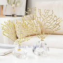 GobekUsa Crystal Metal Golden Coral Handicraft Home Decor for Modern Living Space