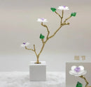 GobekUsa Crystal Flower Tree Sculpture: Golden Branches with Marble Base