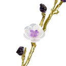 GobekUsa Crystal Flower Tree Sculpture: Golden Branches with Marble Base