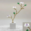 GobekUsa Crystal Flower Tree Sculpture: Golden Branches with Marble Base
