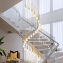 GobekUsa Crystal LED Staircase Chandelier - Luxe Lighting for Hotel, Living Room, & Lobby