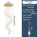 GobekUsa Crystal LED Staircase Chandelier - Luxe Lighting for Hotel, Living Room, & Lobby