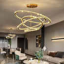 GobekUsa Crystal Rings Pendant Chandelier: Modern Ceiling Lamp for Living Room Decoration