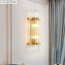 GobekUsa Modern Golden Wall Sconce with Crystal Shade, Bedside Wall Mount Light (12"/21.5" W)