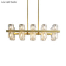 GobekUsa Modern Golden Cylindrical Crystal Pendant Light with 10/20 Island Lights for Dining Tables