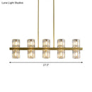 GobekUsa Modern Golden Cylindrical Crystal Pendant Light with 10/20 Island Lights for Dining Tables