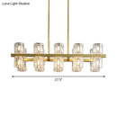 GobekUsa Modern Golden Cylindrical Crystal Pendant Light with 10/20 Island Lights for Dining Tables