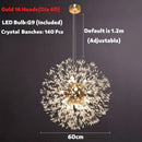 GobekUsa Dandelion Spark LED Chandelier – Modern Art Crystal Lamps for Home Decor