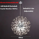 GobekUsa Dandelion Spark LED Chandelier – Modern Art Crystal Lamps for Home Decor