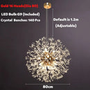 GobekUsa Dandelion Spark LED Chandelier – Modern Art Crystal Lamps for Home Decor