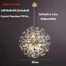 GobekUsa Dandelion Spark LED Chandelier – Modern Art Crystal Lamps for Home Decor