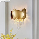GobekUsa Modern Egg Shaped Wall Mount Light with 2 Metal Lights - Golden Sconce Lighting, Clear Crystal Draping
