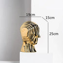 GobekUsa Geometric Ceramic Head Sculpture | Golden Alien Figurine