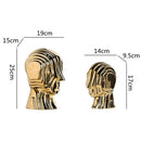 GobekUsa Geometric Ceramic Head Sculpture | Golden Alien Figurine