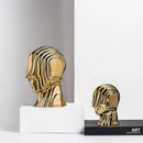 GobekUsa Geometric Ceramic Head Sculpture | Golden Alien Figurine