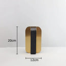GobekUsa Golden Geometry Vase Artificial Flower Desk Decor - Leather Floral Room Aesthetic