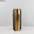 GobekUsa Golden Geometry Vase Artificial Flower Desk Decor - Leather Floral Room Aesthetic