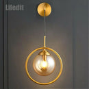 GobekUsa Golden Glass Ball Wall Sconce Light Fixture for Modern Living Room Decor