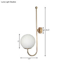 GobekUsa Modern Golden Gooseneck Wall Sconce with Frosted Glass Ball Shade for Bedroom