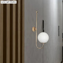 GobekUsa Modern Golden Gooseneck Wall Sconce with Frosted Glass Ball Shade for Bedroom