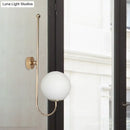 GobekUsa Modern Golden Gooseneck Wall Sconce with Frosted Glass Ball Shade for Bedroom