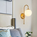 GobekUsa Modern Golden Gooseneck Wall Sconce with Frosted Glass Ball Shade for Bedroom