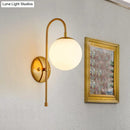 GobekUsa Modern Golden Gooseneck Wall Sconce with Frosted Glass Ball Shade for Bedroom