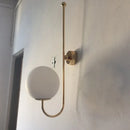 GobekUsa Modern Golden Gooseneck Wall Sconce with Frosted Glass Ball Shade for Bedroom