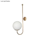 GobekUsa Modern Golden Gooseneck Wall Sconce with Frosted Glass Ball Shade for Bedroom