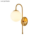 GobekUsa Modern Golden Gooseneck Wall Sconce with Frosted Glass Ball Shade for Bedroom