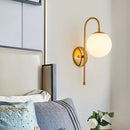 GobekUsa Modern Golden Gooseneck Wall Sconce with Frosted Glass Ball Shade for Bedroom