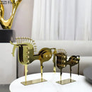 GobekUsa Golden Horse Metal Animal Sculpture Desk Ornament