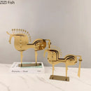 GobekUsa Golden Horse Metal Animal Sculpture Desk Ornament